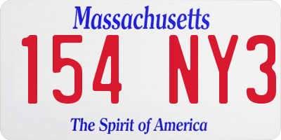 MA license plate 154NY3