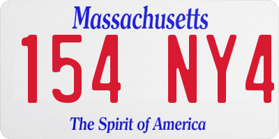 MA license plate 154NY4