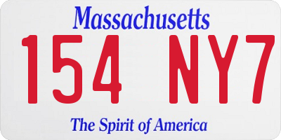 MA license plate 154NY7