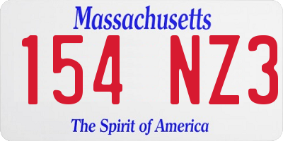 MA license plate 154NZ3