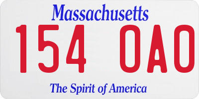 MA license plate 154OA0