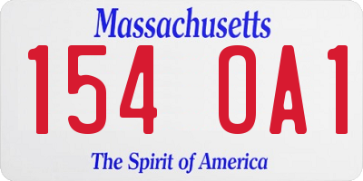 MA license plate 154OA1