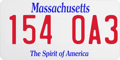 MA license plate 154OA3