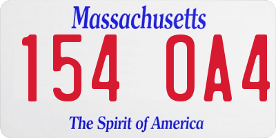 MA license plate 154OA4