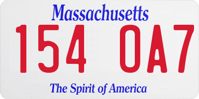 MA license plate 154OA7