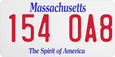 MA license plate 154OA8