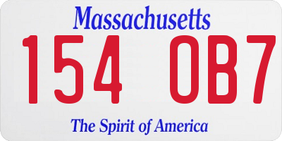 MA license plate 154OB7