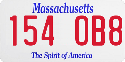 MA license plate 154OB8