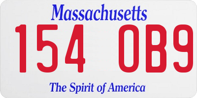 MA license plate 154OB9