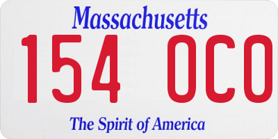 MA license plate 154OC0
