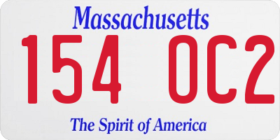 MA license plate 154OC2