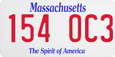 MA license plate 154OC3