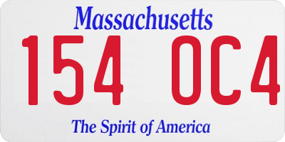 MA license plate 154OC4