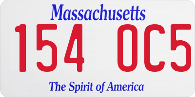 MA license plate 154OC5
