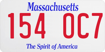 MA license plate 154OC7