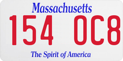 MA license plate 154OC8
