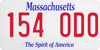 MA license plate 154OD0