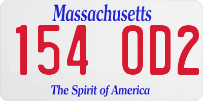 MA license plate 154OD2