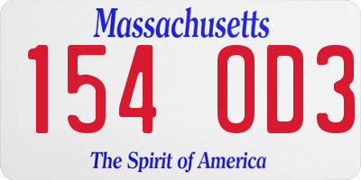 MA license plate 154OD3