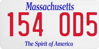 MA license plate 154OD5