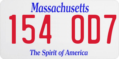 MA license plate 154OD7