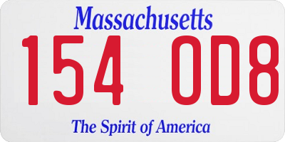 MA license plate 154OD8