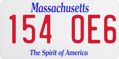 MA license plate 154OE6