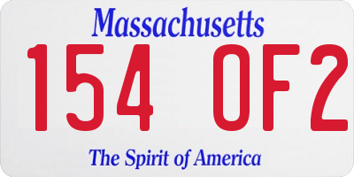 MA license plate 154OF2