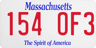 MA license plate 154OF3