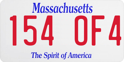 MA license plate 154OF4