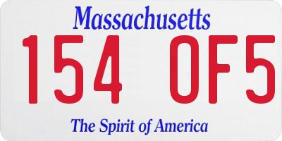 MA license plate 154OF5