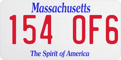 MA license plate 154OF6