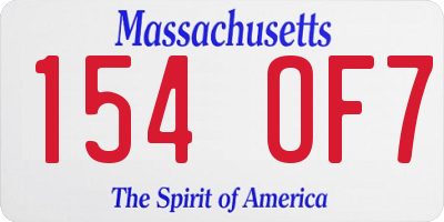 MA license plate 154OF7