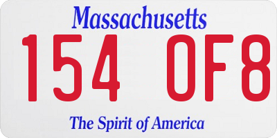 MA license plate 154OF8