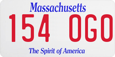 MA license plate 154OG0