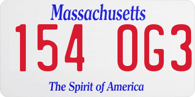 MA license plate 154OG3