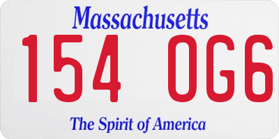MA license plate 154OG6