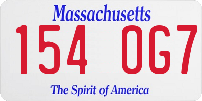 MA license plate 154OG7