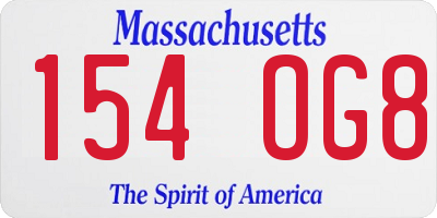 MA license plate 154OG8
