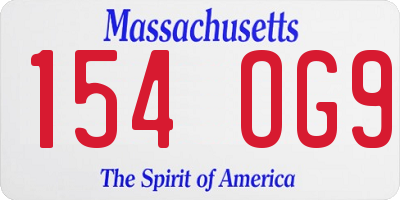 MA license plate 154OG9