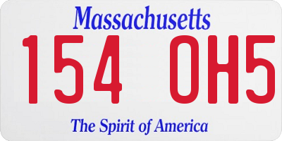 MA license plate 154OH5
