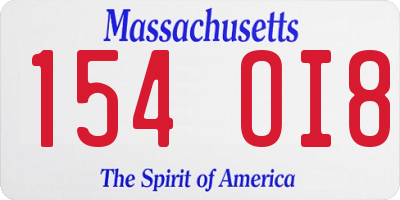 MA license plate 154OI8
