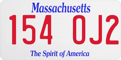 MA license plate 154OJ2
