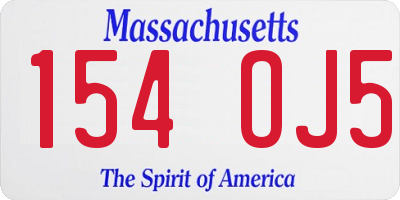 MA license plate 154OJ5