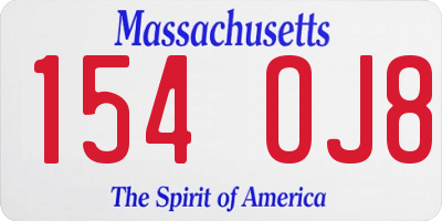 MA license plate 154OJ8