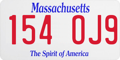 MA license plate 154OJ9