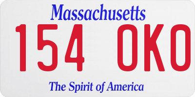 MA license plate 154OK0