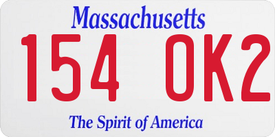 MA license plate 154OK2