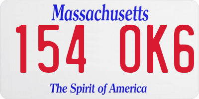 MA license plate 154OK6