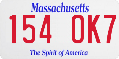 MA license plate 154OK7